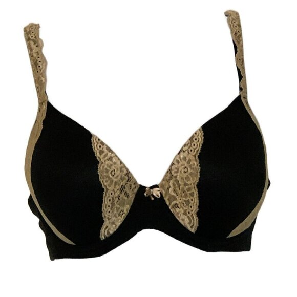 Soma Other - Soma Embraceable Full Coverage Bra 36C Lace Trim Underwired Black Beige